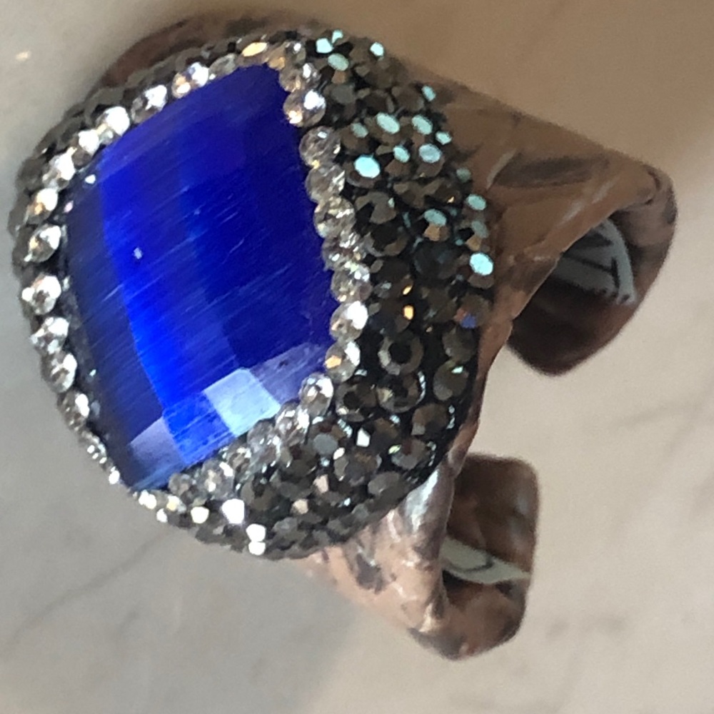 Leather ring with Genuine stone